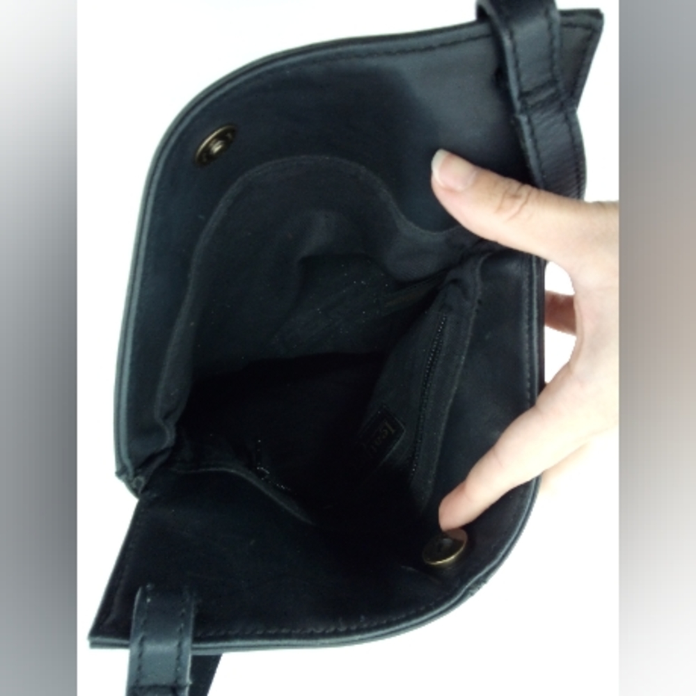 Vintage Leather Co. Liz Claiborne Black Genuine Leather Shoulder Bag Work VTG - Picture 7 of 15